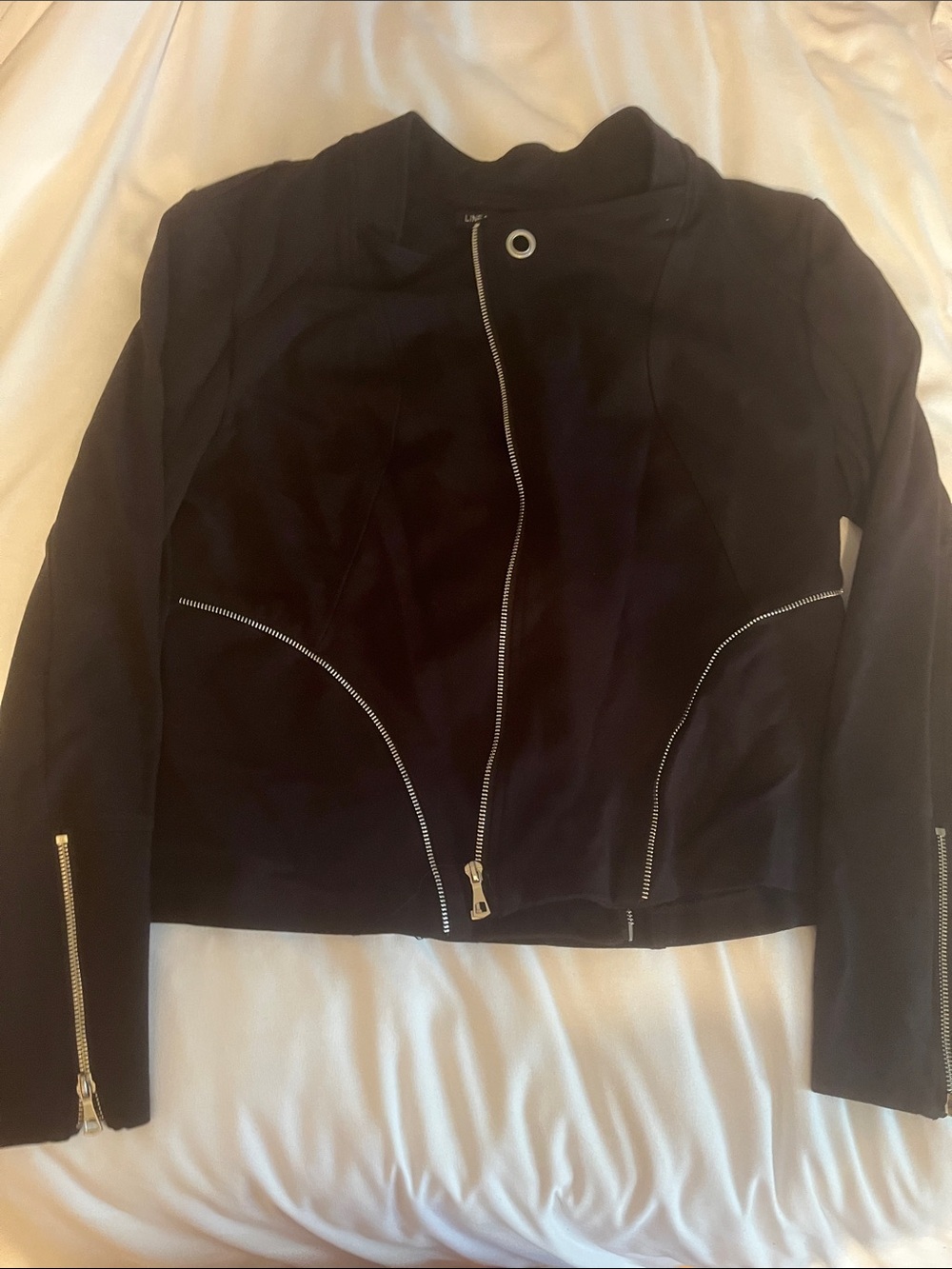 Women’s Black Asymmetric Zip Leather Moto Jacket